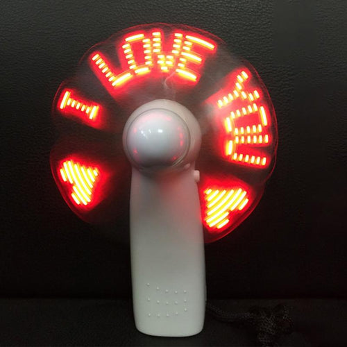 Mini USB Handheld Fan Gadgets Flashing I Love You LED Cooler Desktop Cooling Gift Fan with Characters Messages - Ismail$Shah